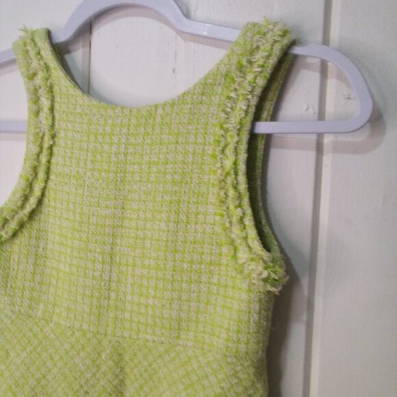 Zara Dress Girls 8 Sleeveless Tweed Raw Rem Green - Picture 8 of 16